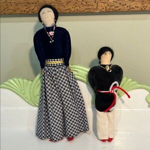 Handcrafted Cloth Dolls Native American Set of 2